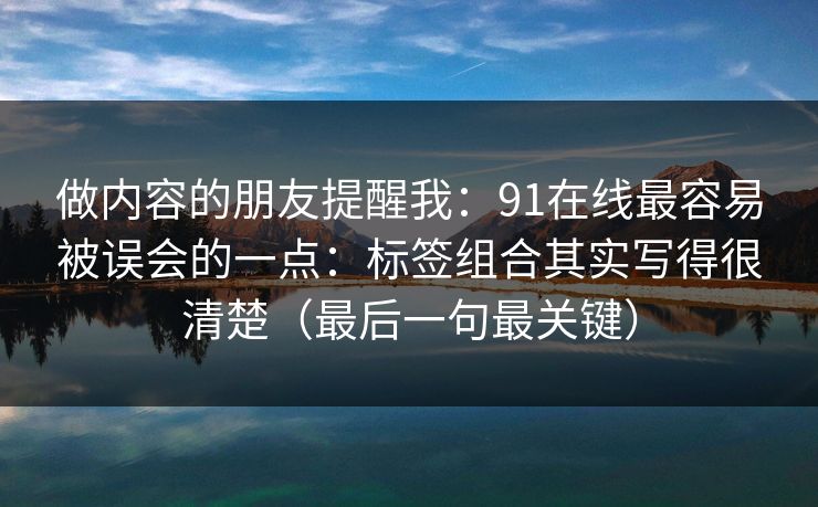 做内容的朋友提醒我：91在线最容易被误会的一点：标签组合其实写得很清楚（最后一句最关键）