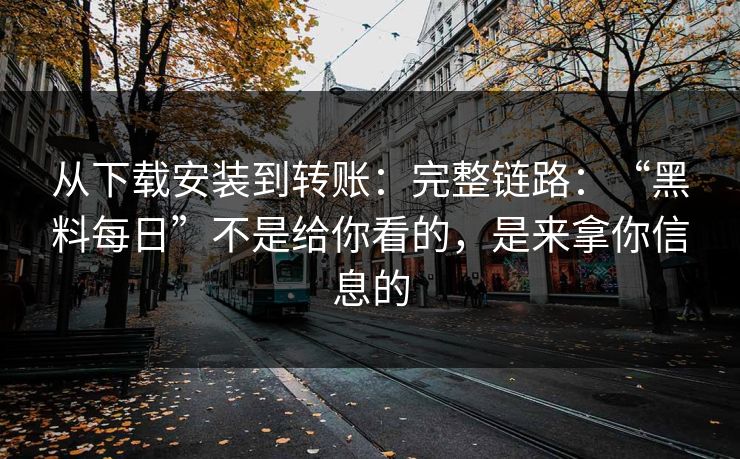 从下载安装到转账：完整链路：“黑料每日”不是给你看的，是来拿你信息的