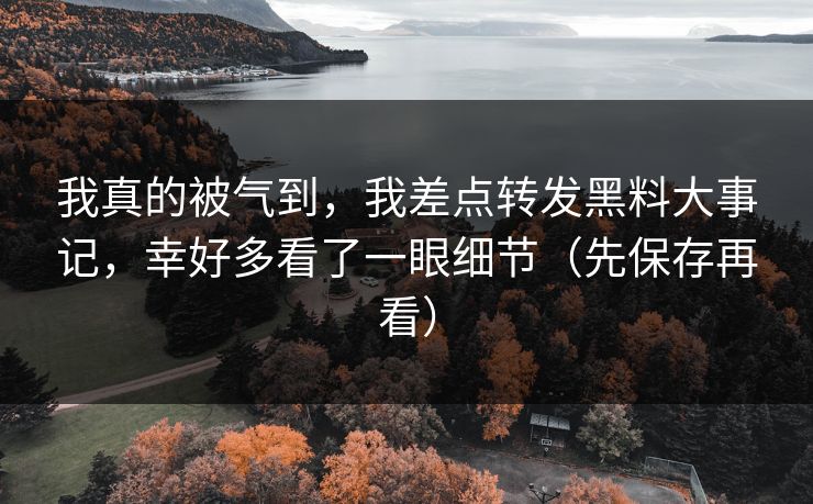 我真的被气到，我差点转发黑料大事记，幸好多看了一眼细节（先保存再看）
