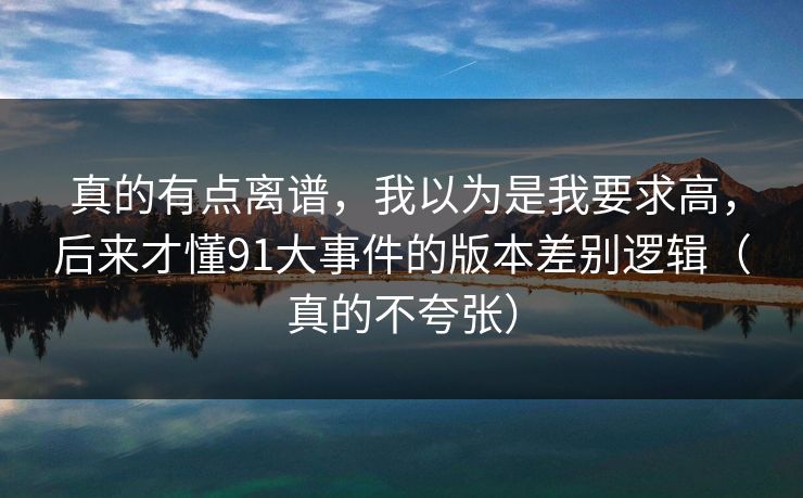 真的有点离谱，我以为是我要求高，后来才懂91大事件的版本差别逻辑（真的不夸张）